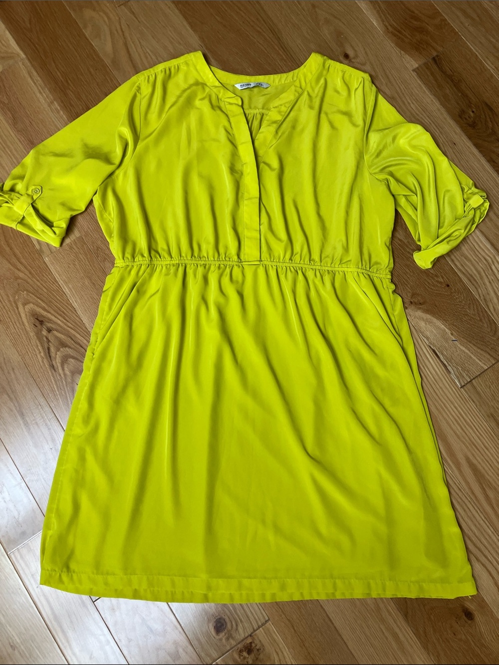 Old Navy Bright Yellow utility Dress with Elastic Waist